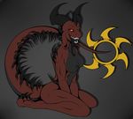  demon dragon female horn kneeling kurtassclear long_tongue nude solo spikes tongue tongue_out 