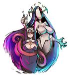  breasts closed_eyes cross cross_necklace double_(skullgirls) dual_persona extra_eyes habit highres jewelry large_breasts maniacpaint monster necklace nun red_eyes skullgirls tentacles 
