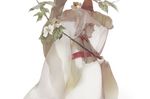  braid branch flower hat ichimegasa japanese_clothes magnolia noir_(ibaraki) original profile red_eyes simple_background solo tree veil white_background white_hair 