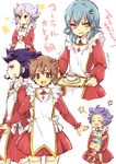  anger_vein apron blue_eyes blue_hair blush brown_hair carrying character_request closed_eyes cosplay crossdressing dress headband inazuma_eleven_(series) inazuma_eleven_go kageyama_hikaru kariya_masaki male_focus matsukaze_tenma miyabino_reiichi multiple_boys my-otome nishizono_shinsuke open_mouth purple_hair short_hair tea thighhighs tobi_(one) translated tsurugi_kyousuke white_background yellow_eyes zettai_ryouiki 