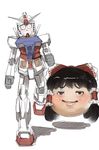  black_hair blush female grin gundam hair_tubes hakurei_reimu mecha ohigetan rx-78-2 smile touhou yukkuri_shiteitte_ne 