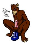  anal anal_insertion anal_penetration balls bear black_nose blue brown_eyes dildo dunstanmarshall erection insertion large_insertion looking_at_viewer male mammal penetration penis plain_background precum sex_toy spread_legs spreading white_background 