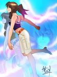  arita_shion bad_id bad_pixiv_id bare_shoulders birdy_cephon_altirra brown_hair midriff mots ponytail shorts tetsuwan_birdy tetsuwan_birdy_decode 