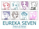  4girls anemone_(eureka_seven) bia chibi dominic_sorel eureka eureka_seven eureka_seven_(series) everyone gidget holland_novak moondoggie multiple_boys multiple_girls multiple_monochrome renton_thurston talho_yuuki 