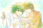  cake death_note food l l_(death_note) lowres watari yagami_light 