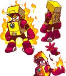  ariga_hitoshi bodysuit fire flame from_behind full_body heatman lowres multiple_views rockman rockman_(classic) rockman_2 rockman_megamix standing transparent_background 