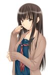  big_wednesday brown_hair futami_eriko kibina_high_school_uniform kimi_kiss school_uniform solo sweater 