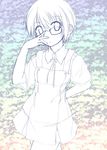  gradient gradient_background hidamari_sketch mizuki_makoto monochrome rainbow_gradient sae sketch solo 