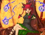  animal_ears bad_id bad_pixiv_id braid cat_ears ghost kaenbyou_rin red_hair ribbon solo touhou twin_braids twintails yoshimo 