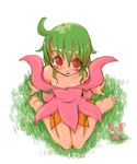  barefoot frolias green_hair masha meteos personification red_eyes solo 