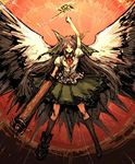  black_hair long_hair moto_murabito reiuji_utsuho solo touhou traditional_media very_long_hair wings 