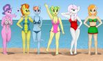  &lt;3 anthro anthrofied beach bikini breasts cleavage clothed clothing cookie_crumbles_(mlp) earth_pony equine female fleur_de_lis_(mlp) friendship_is_magic group horn horse looking_at_viewer mammal ms_peachbottom_(mlp) my_little_pony navel outside pear_butter_(mlp) pegasus pony sand seaside skirt sling_bikini smile stormy_flare_(mlp) swimsuit unicorn water waving windy_whistles_(mlp) wings zeronitroman 