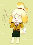  anthro artist_request blush canine dog doubutsu_no_mori female hair_ornament isabelle_(animal_crossing) japanese_text looking_away mammal nintendo open_mouth shizue_(animal_crossing) shizue_(doubutsu_no_mori) shocked simple_background sweat text translation_request unknown_artist video_games 