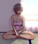  blush breasts cleavage gray_hair grey_hair locketmonkey sweat 