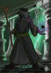  anthro argonian clothing hair hufnaar magic male polearm reptile robe scalie scilisth staff standing temple the_elder_scrolls the_elder_scrolls_v:_skyrim video_games 