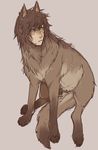  abstract_background brown_fur brown_hair canine fur grey_background hair human male mammal plain_background rainbow_(artist) solo wolf 