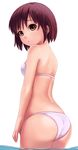  ass bikini blush brown_eyes highres looking_at_viewer open_mouth original partially_submerged sawada_yuusuke short_hair solo standing swimsuit water 