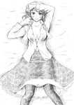  blush breasts greyscale highres kazami_yuuka looking_at_viewer medium_breasts monochrome pantyhose smile solo touhou traditional_media vent_arbre 