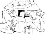  a artist_damagefox christmas chubby damagefox erection for gift hippo holidays line_art looking_at_viewer male overweight penis presents solo 