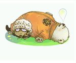  aba._(348636) bear bepo chibi coveralls earrings facial_hair flatten goatee hat hood hoodie jewelry jolly_roger laying lowres lying male male_focus one_piece pirate raglan_sleeves sleeping solo struggle struggling trafalgar_law weight 