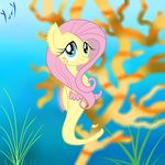  2012 blue_eyes coral coral_reef fluttershy_(mlp) friendship_is_magic hair looking_at_viewer my_little_pony pink_hair sea_pony solo underwater yury 