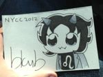  :3 bkub bkub_(style) chibi fangs highres homestuck horns leo monochrome nepeta_leijon non-web_source parody style_parody troll_(homestuck) 