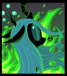  crown equine female fire friendship_is_magic green_hair hair horn horse looking_back my_little_pony pony queen_chrysalis_(mlp) royalty solo tom_smith 