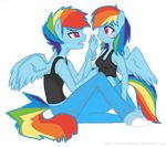  alpha_channel anthro anthrofied blue_fur blush clothed clothing crossgender duo equine female friendship_is_magic fur hair horse jaquelindreamz male mammal multi-colored_hair my_little_pony open_mouth pegasus plain_background pony purple_eyes rainbow_blitz_(mlp) rainbow_dash_(mlp) rainbow_hair square_crossover tongue transparent_background wings 