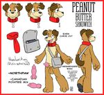  big_penis blue_eyes bone canine collar dog edit english_text erection housepets! knot knot_in_sheath male mammal model_sheet nude peanut_butter_(housepets!) penis rick_griffin satchel scarf sheath solo standing text webcomic 