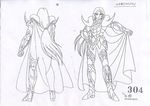  araki_shingo aries_mu aries_muu armor cape character_design character_sheet facial_mark forehead_mark himeno_michi lemurian lineart long_hair production saint_seiya settei sketch very_long_hair work_in_progress 