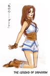  1girl boots breasts brown_eyes brown_hair gloves legs long_hair looking_at_viewer lowres playstation shana_(dragoon) shorts smile the_legend_of_dragoon translation_request 