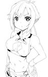  aquarion_(series) aquarion_evol breasts ekakibito greyscale medium_breasts monochrome simple_background solo white_background zessica_wong 