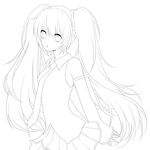  bad_id bad_pixiv_id detached_sleeves greyscale hatsune_miku hinase_kanoto lineart long_hair monochrome necktie open_mouth skirt solo transparent_background twintails vocaloid 