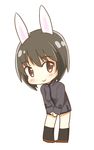  animal_ears blush brave_witches bunny_ears chibi hatopoo_(beach7pijon) shimohara_sadako short_hair simple_background smile solo white_background world_witches_series 