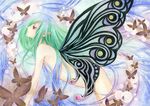  aoi_yuuka_(ao_no_kokoro) bug butterfly flat_chest insect long_hair original solo traditional_media very_long_hair watercolor_(medium) wings 