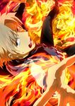  bad_id bad_pixiv_id blue_eyes burning dual_persona fate/zero fate_(series) fire hood hoodie matou_kariya multiple_boys ogino_atsuki outstretched_hand white_hair 