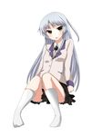  a.ringo angel_beats! blazer brown_eyes highres jacket long_hair school_uniform silver_hair sitting solo tenshi_(angel_beats!) 