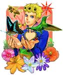  bad_id bad_pixiv_id bee bird blonde_hair blue_eyes braid bug butterfly flower frog giorno_giovanna hummingbird insect jojo_no_kimyou_na_bouken male_focus solo tsurupaki 