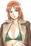  bikini_top breasts cleavage gundam gundam_unicorn gus_(clarkii) jacket large_breasts lips marida_cruz solo 