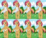  apron babs_seed_(mlp) blush brown_fur cub equine female freckles friendship_is_magic fur green_eyes hair horse mammal my_little_pony outside panties pony pussy seidouryu solo two_tone_hair underwear young 