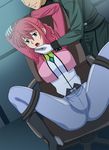  1girl arms_up bdsm belt blue_eyes bondage boots bound breasts chair feldt_grace gloves gundam gundam_00 jacket large_breasts long_hair open_mouth pink_hair rope sitting skin_tight spread_legs standing thighhighs vogue 