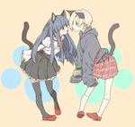  animal_ears bad_id bad_pixiv_id bags_under_eyes black_legwear blonde_hair blue_hair blush book braid brown_eyes cat_ears cat_tail earrings hair_over_one_eye hood hoodie idolmaster idolmaster_cinderella_girls jewelry kemonomimi_mode long_hair multiple_girls red_eyes sajou_yukimi shiba_itsuki shirasaka_koume short_hair skirt sleeves_past_fingers sleeves_past_wrists tail thighhighs tongue tongue_out 