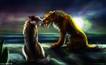  color_contrast couple diego diego_(ice_age) fangs feline female feral ice_age ice_age_(film) licking male mammal saber_teeth saber_tooth_tiger sabertooth sea shira shira_(ice_age) shore smilodon straight tai-l-rodriguez tongue wallpaper water web_address 