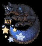  ambiguous_gender black_background black_fur blue_eyes bringer canine dream feral fur lantern mammal markings plain_background shadow-wolf star stars watermark wolf wolf-nymph 