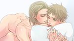  2boys axis_powers_hetalia blonde_hair bottomless eyes_closed france_(hetalia) green_eyes hug hug_from_behind male male_focus multiple_boys nude united_kingdom_(hetalia) yaoi 