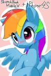  blue_fur blush english_text equine female friendship_is_magic fur hair mammal multi-colored_hair my_little_pony oze pegasus purple_eyes rainbow_dash_(mlp) rainbow_hair solo text wings 