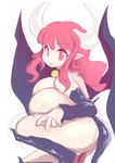  breasts cleavage collar demon_girl detached_sleeves disgaea horns huge_breasts long_hair noise pointy_ears red_eyes red_hair sketch solo succubus succubus_(disgaea) thighs 