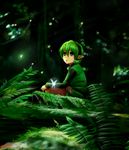  fairy forest green_eyes green_hair green_hairband hairband nature pointy_ears saria short_hair sitting solo the_legend_of_zelda the_legend_of_zelda:_ocarina_of_time youzu 