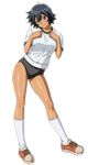  black_hair breasts gym_clothes gym_uniform ikkitousen transparent_background ukitsu_(ikkitousen) 