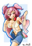  :q bare_shoulders blush breasts cleavage collarbone daitai_konna_kanji face holding jacket large_breasts midriff navel onozuka_komachi open_clothes open_fly open_jacket red_eyes red_hair short_hair smile solo standing stomach tongue tongue_out touhou undressing 